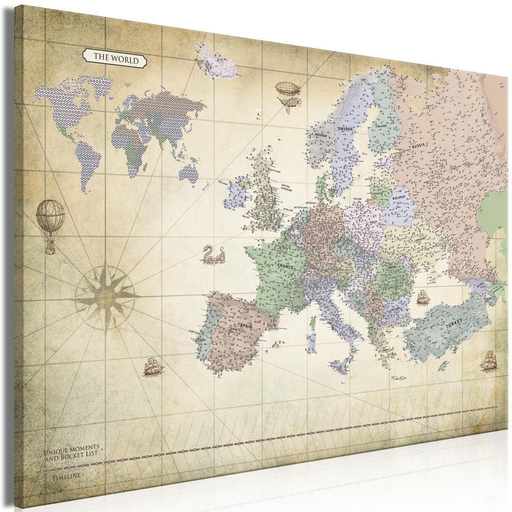 Canvas Print - Map of Europe (1 Part) Wide-ArtfulPrivacy-Wall Art Collection
