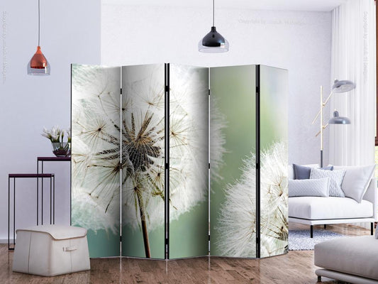 Decorative partition-Room Divider - Two dandelions II-Folding Screen Wall Panel by ArtfulPrivacy