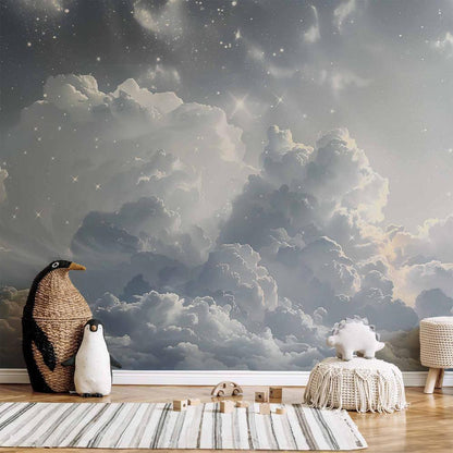 Wall Mural - Astral Calm: Stars Scattered Over Delicate Clouds