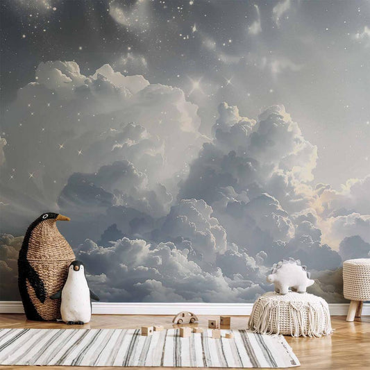 Wall Mural - Astral Calm: Stars Scattered Over Delicate Clouds