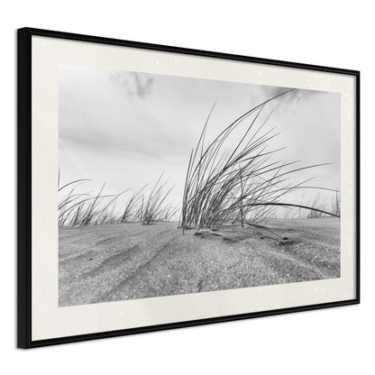 Black and White Framed Poster - Seaside Dunes-artwork for wall with acrylic glass protection