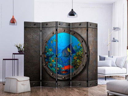 Decorative partition-Room Divider - Submarine Window II-Folding Screen Wall Panel by ArtfulPrivacy
