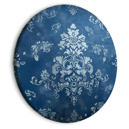 Round Canvas Print - Retro Ornament: Decorative Motif in Worn Blues