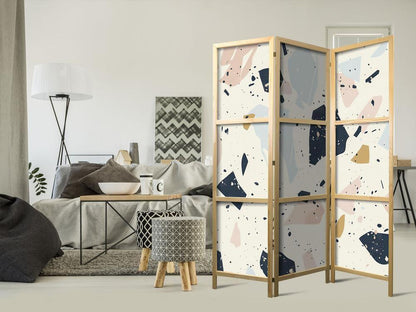 Japanese Room Divider - Terrazzo with Large - Scaled Stones in Muted Colors