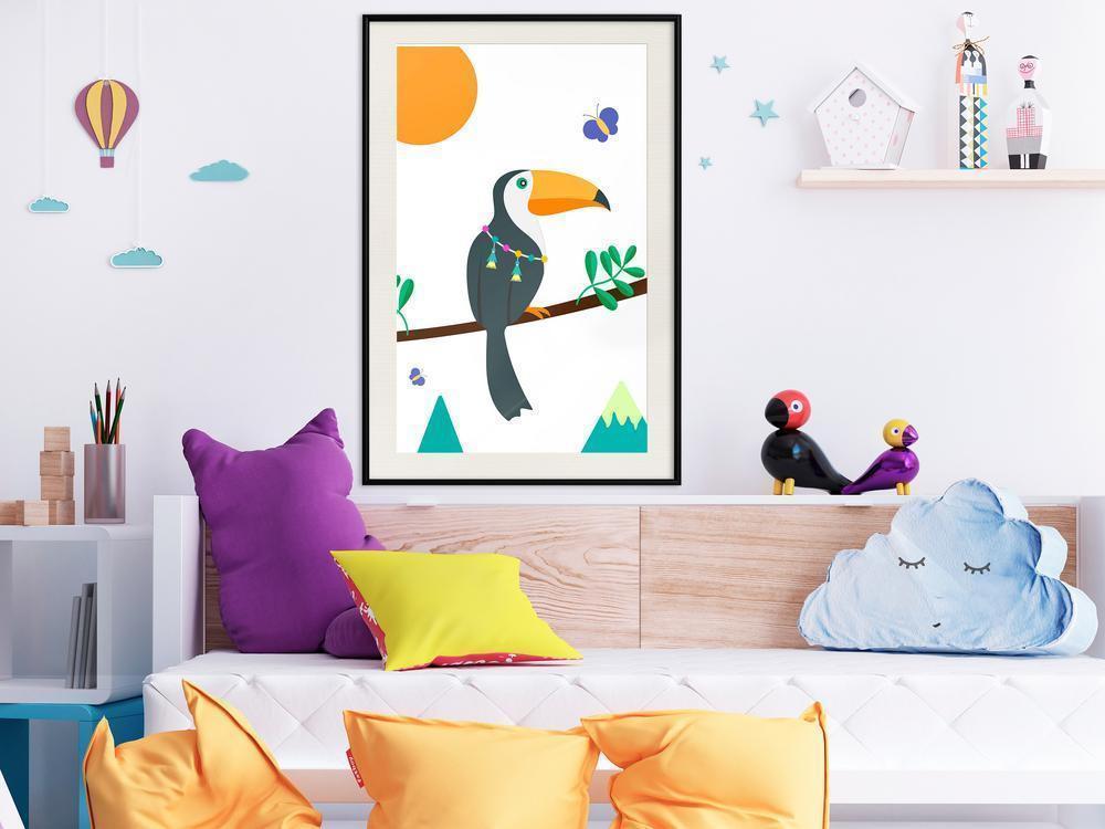 Nursery Room Wall Frame - Fairy-Tale Toucan-artwork for wall with acrylic glass protection