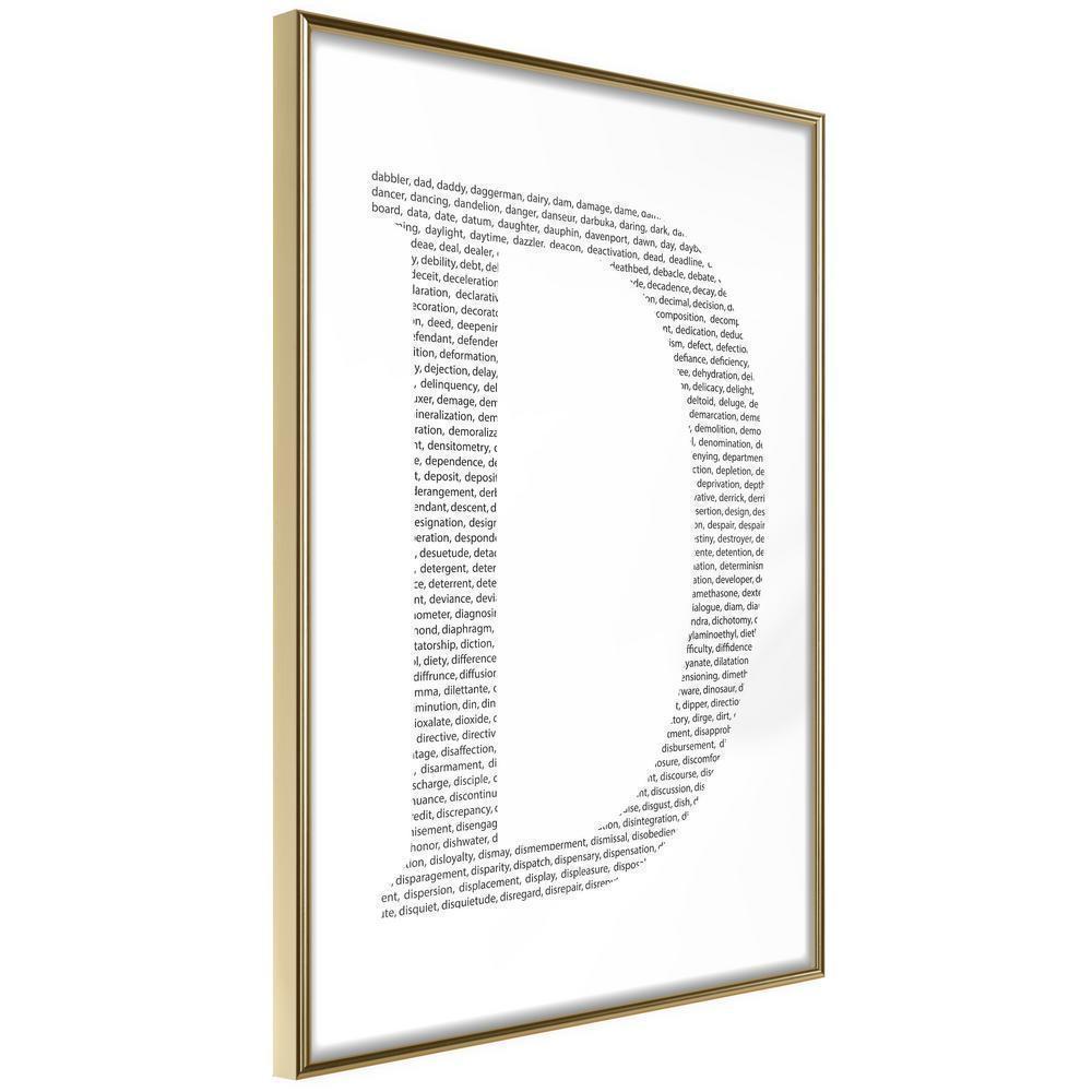Typography Framed Art Print - Capital D-artwork for wall with acrylic glass protection