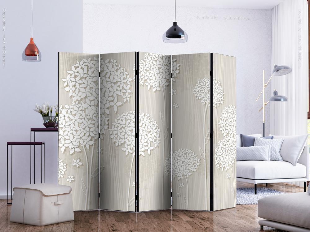 Decorative partition-Room Divider - Creamy Daintiness II-Folding Screen Wall Panel by ArtfulPrivacy