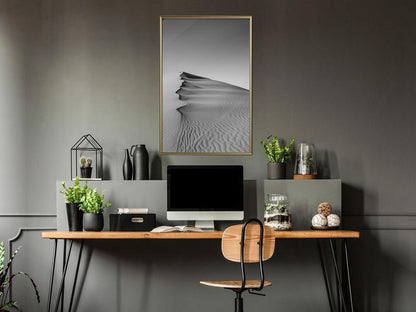 Black and white Wall Frame - Wave of Sand-artwork for wall with acrylic glass protection