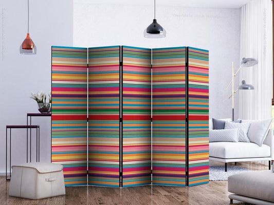 Decorative partition-Room Divider - Subdued stripes II-Folding Screen Wall Panel by ArtfulPrivacy