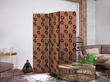 Room Divider - Predatory Features - Red Abstract Shapes Inspired by Tribal