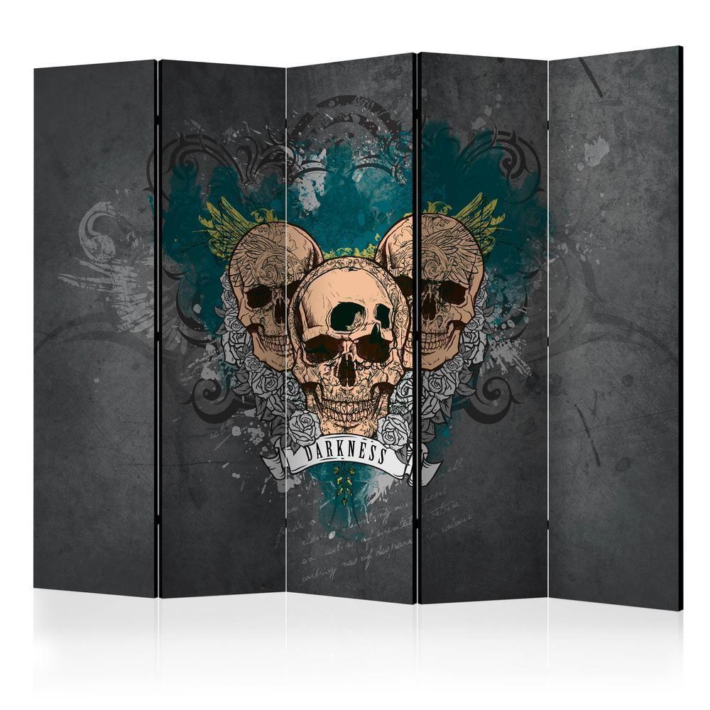 Room Divider - Darkness II II- A 5 Panel Folding Screen For Living rooms, bedrooms or home office, decorative folding screen made with wood and canvas