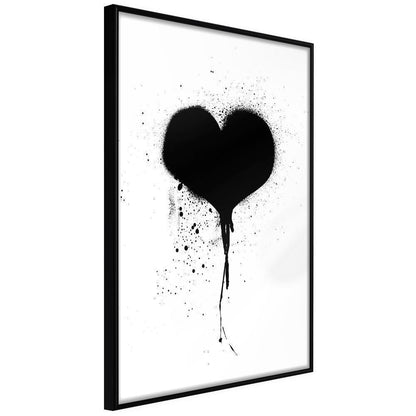 Black and White Framed Poster - Graffiti Heart-artwork for wall with acrylic glass protection