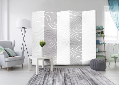 Decorative partition-Room Divider - White waves II-Folding Screen Wall Panel by ArtfulPrivacy