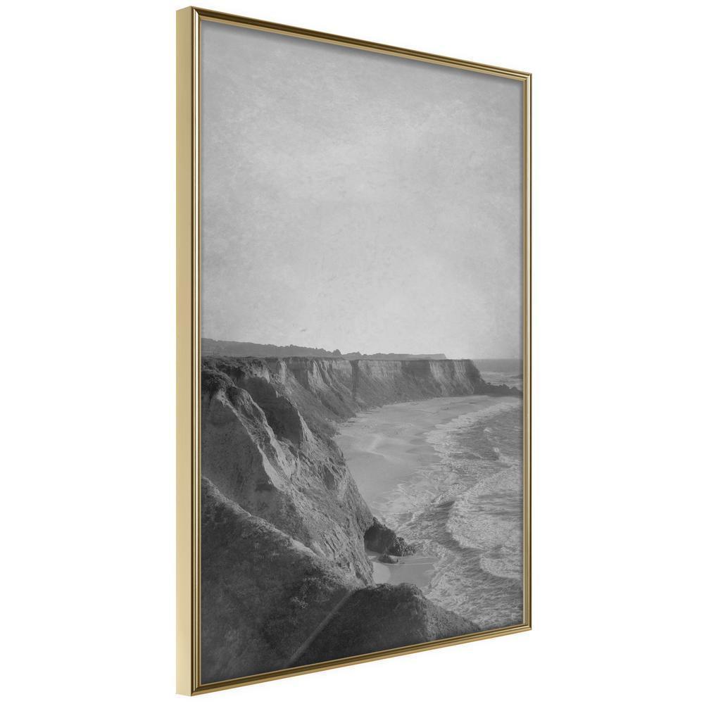 Black and White Framed Poster - Sea Against the Land-artwork for wall with acrylic glass protection