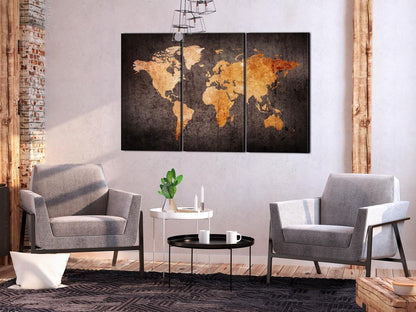 Canvas Print - Chestnut World Map-ArtfulPrivacy-Wall Art Collection