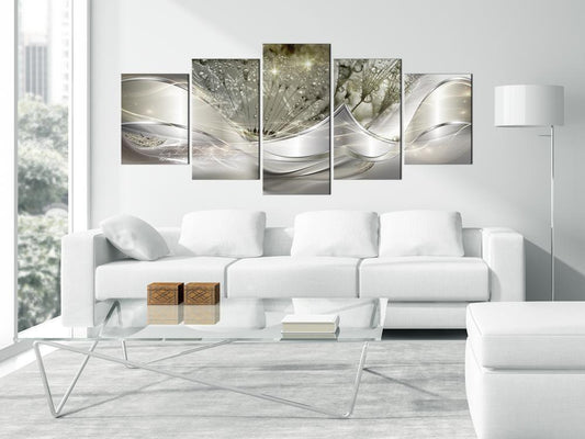 Canvas Print - Modern Dandelions (5 Parts) Green Wide-ArtfulPrivacy-Wall Art Collection