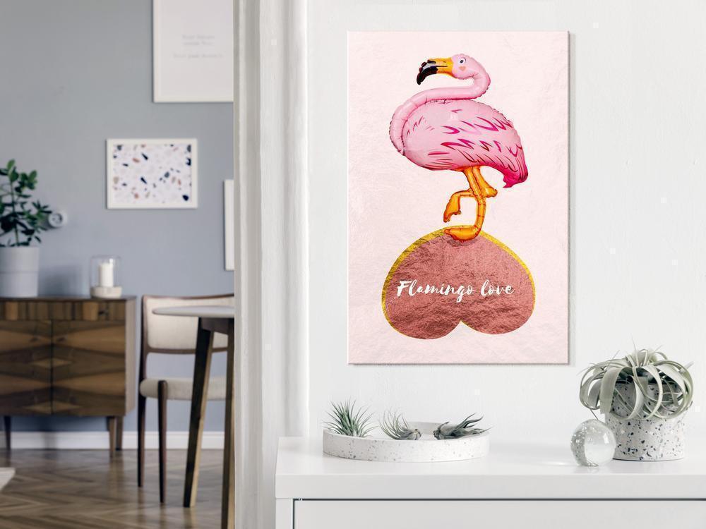 Canvas Print - Flamingo in Love (1 Part) Vertical-ArtfulPrivacy-Wall Art Collection