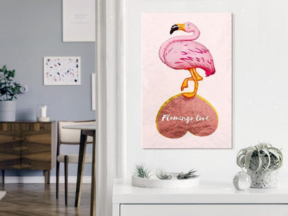 Canvas Print - Flamingo in Love (1 Part) Vertical-ArtfulPrivacy-Wall Art Collection