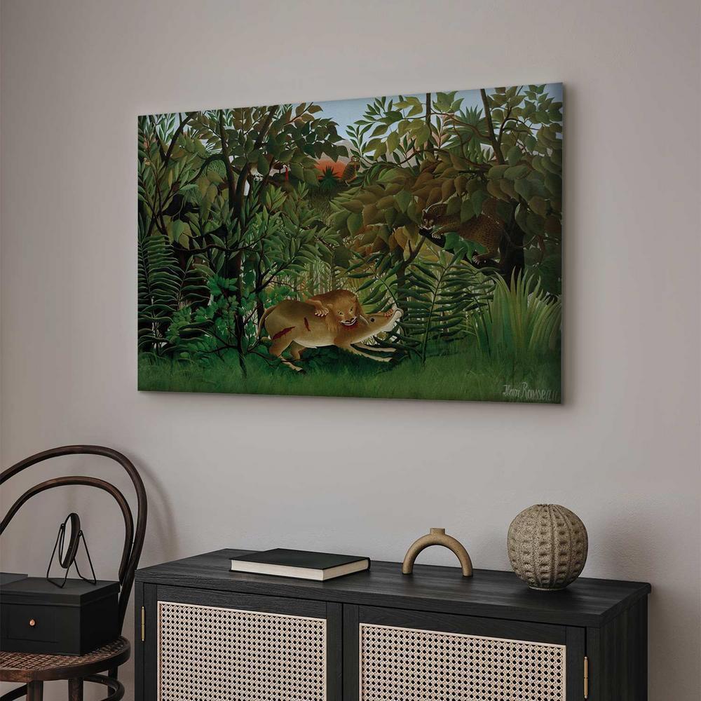 Canvas Print - Le Lion ayant faim se jette sur l'Antilope (Henri Rousseau)