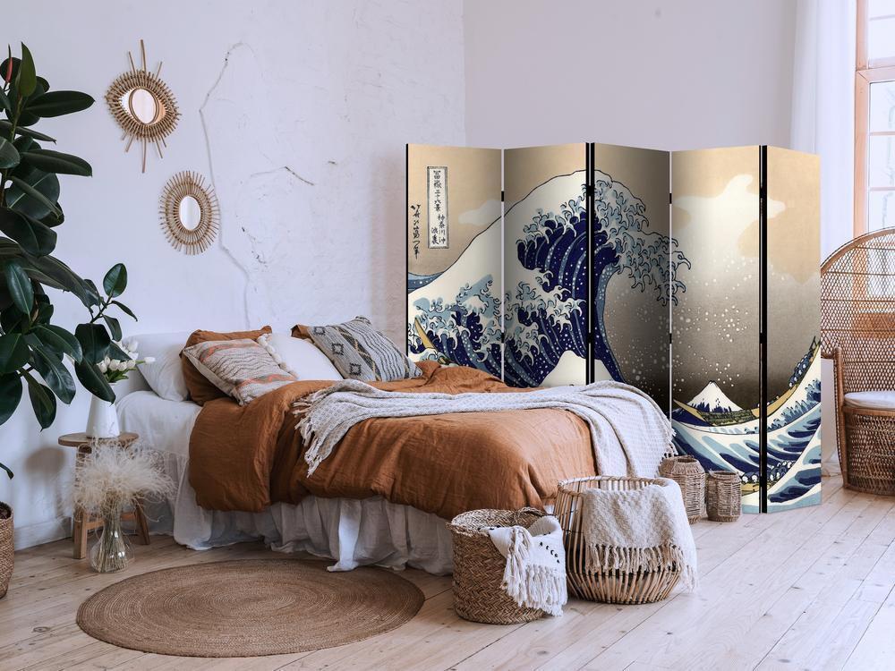 Decorative partition-Room Divider - The Great Wave off Kanagawa II-Folding Screen Wall Panel by ArtfulPrivacy