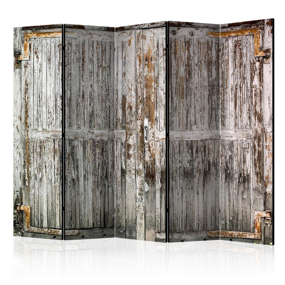 Room Divider - The whispering door II- A 5 Panel Folding Screen For Living rooms, bedrooms or home office, decorative folding screen made with wood and canvas