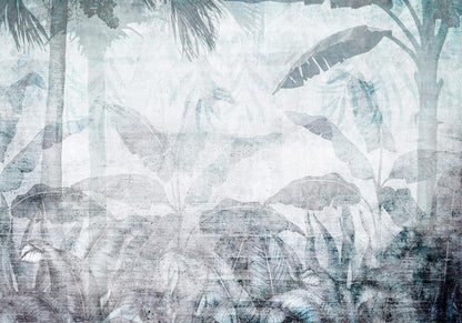 Wall Mural - Vanishing jungle - landscape of exotic nature in blue tones-Wall Murals-ArtfulPrivacy