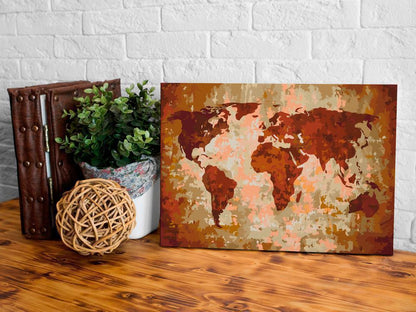Start learning Painting - Paint By Numbers Kit - World Map (Earth Colours) - new hobby