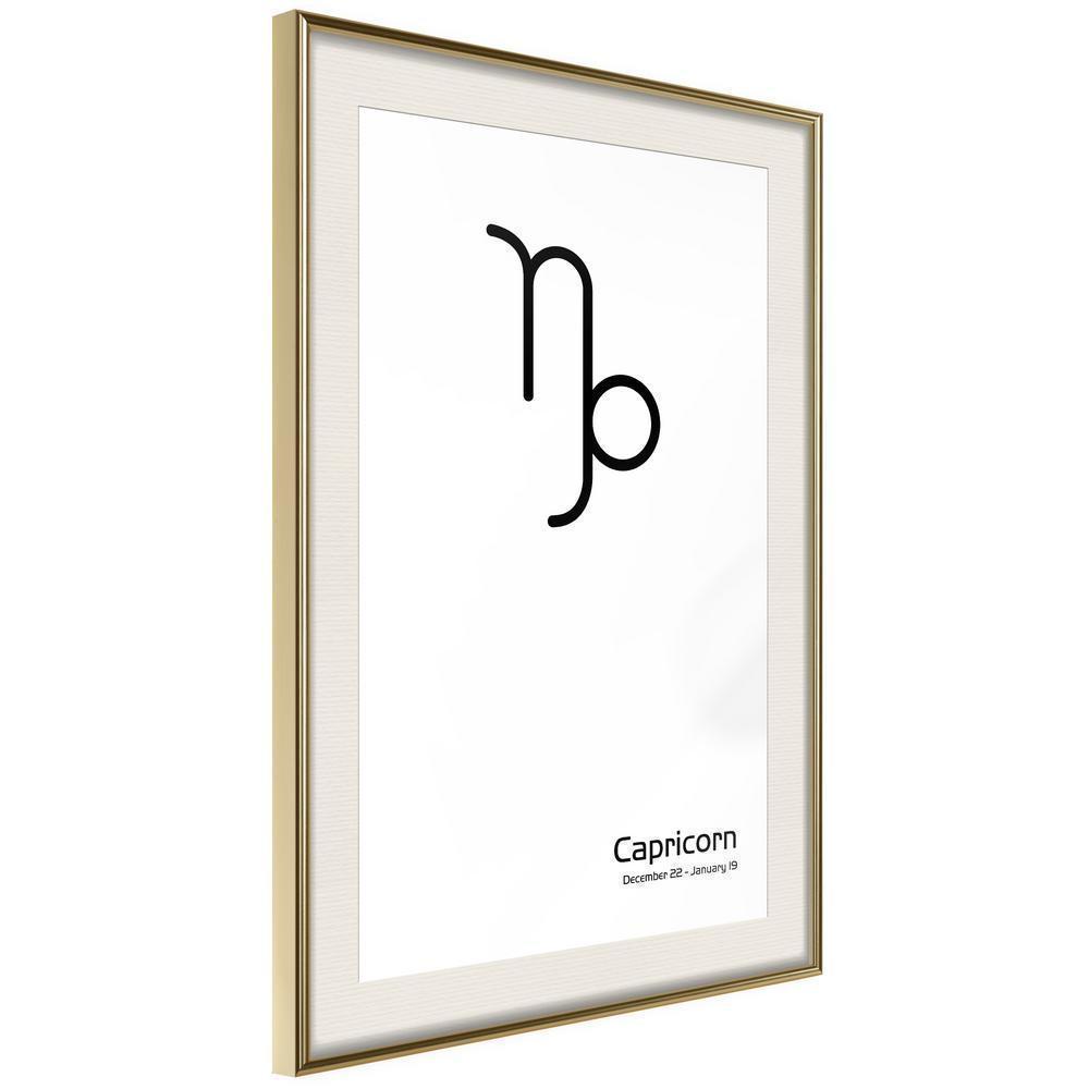 Typography Framed Art Print - Zodiac: Capricorn II-artwork for wall with acrylic glass protection