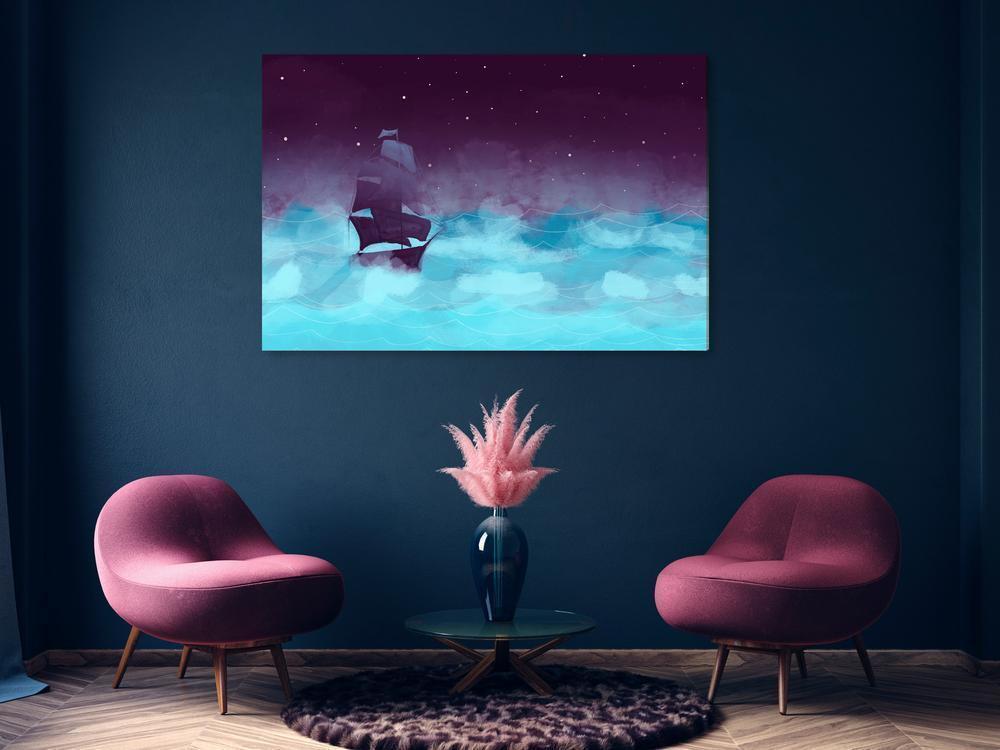 Canvas Print - Night Waves (1 Part) Wide - Third Variant-ArtfulPrivacy-Wall Art Collection