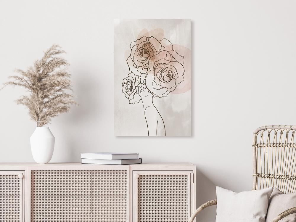 Canvas Print - Anna and Roses (1 Part) Vertical-ArtfulPrivacy-Wall Art Collection