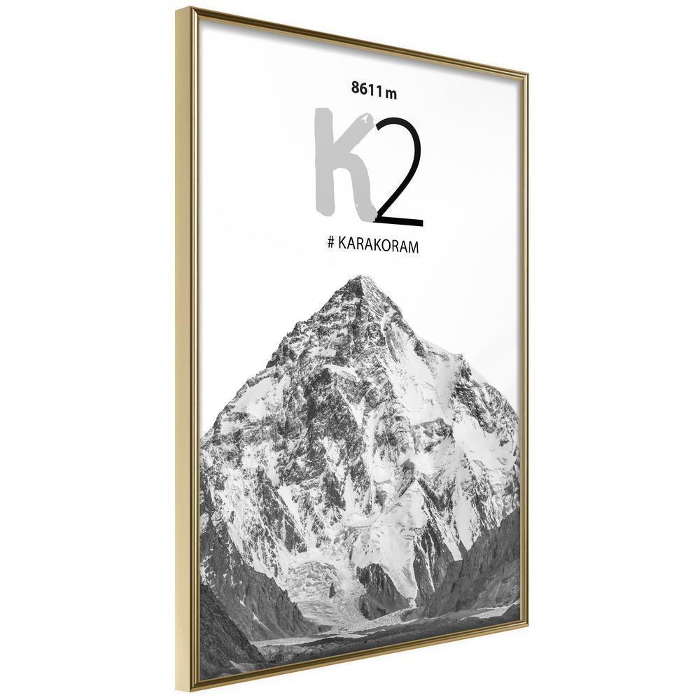 Winter Design Framed Artwork - Peaks of the World: K2-artwork for wall with acrylic glass protection