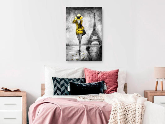 Canvas Print - Parisian Woman (1 Part) Vertical Yellow-ArtfulPrivacy-Wall Art Collection