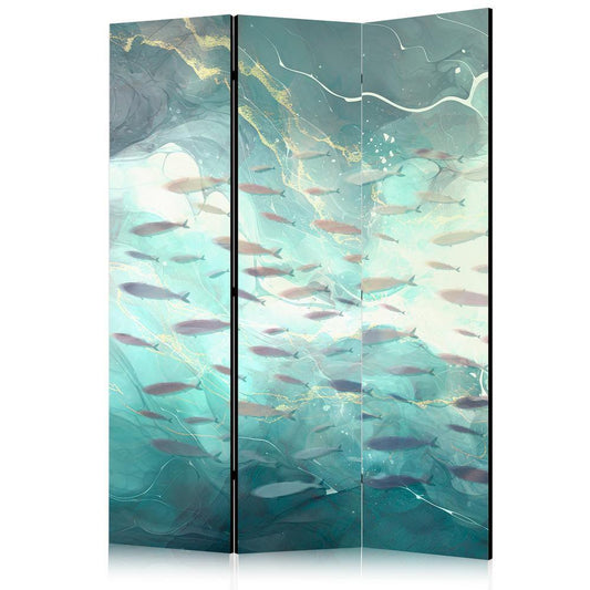 Room Divider - Escaping Fish - Very Fast Swimming Fishes in Muted Colors Among Sea Depths