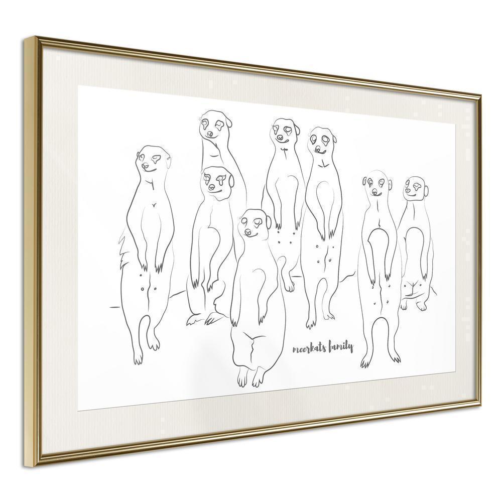 Black and White Framed Poster - Meerkat Lookout-artwork for wall with acrylic glass protection