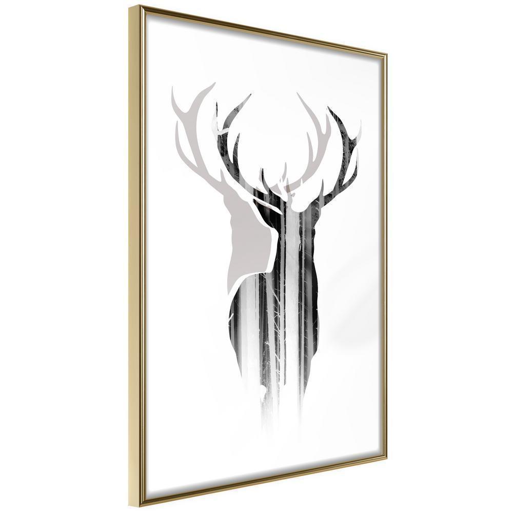 Black and White Framed Poster - Guardian of the Forest-artwork for wall with acrylic glass protection