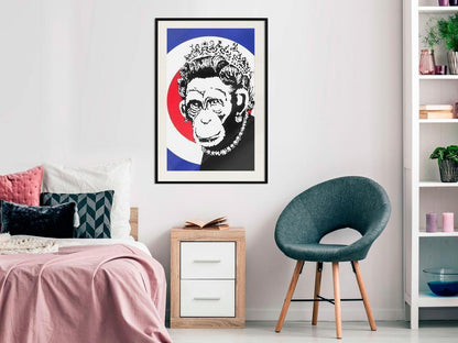 Urban Art Frame - Banksy: Monkey Queen-artwork for wall with acrylic glass protection