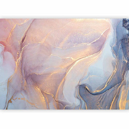 Wall Mural - Pink and Blue Marble - Abstract Watercolour With Gold Accent