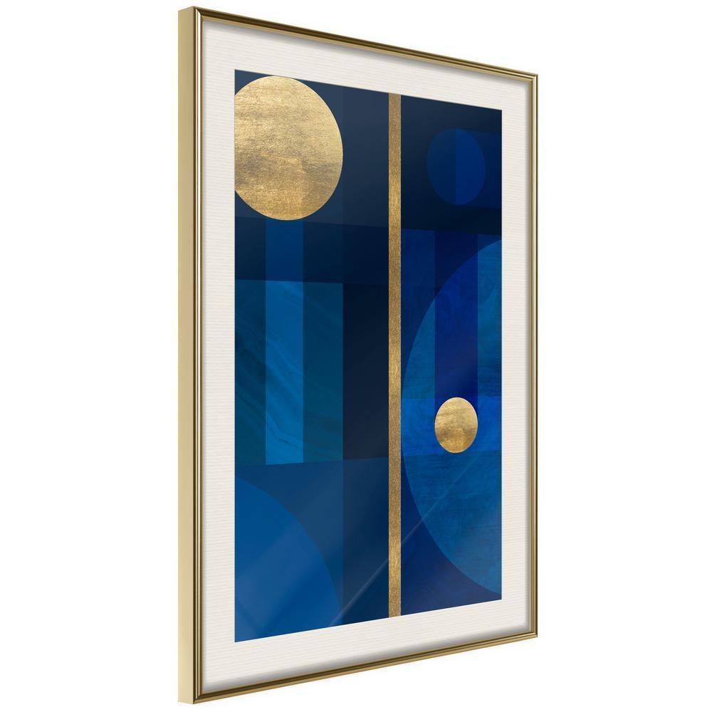 Golden Art Poster - Two Moons-artwork for wall with acrylic glass protection