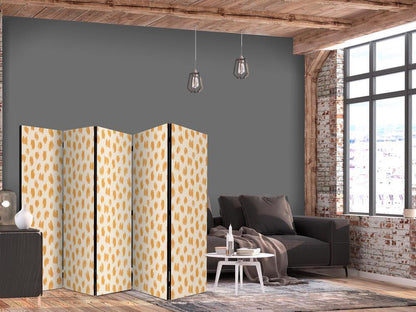 Room Divider - Drawn Pattern in Spots and Dots - in Shades of Orange and Ecru