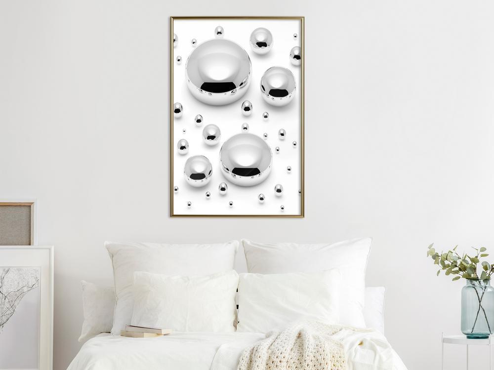 Winter Design Framed Artwork - Silver Drops-artwork for wall with acrylic glass protection