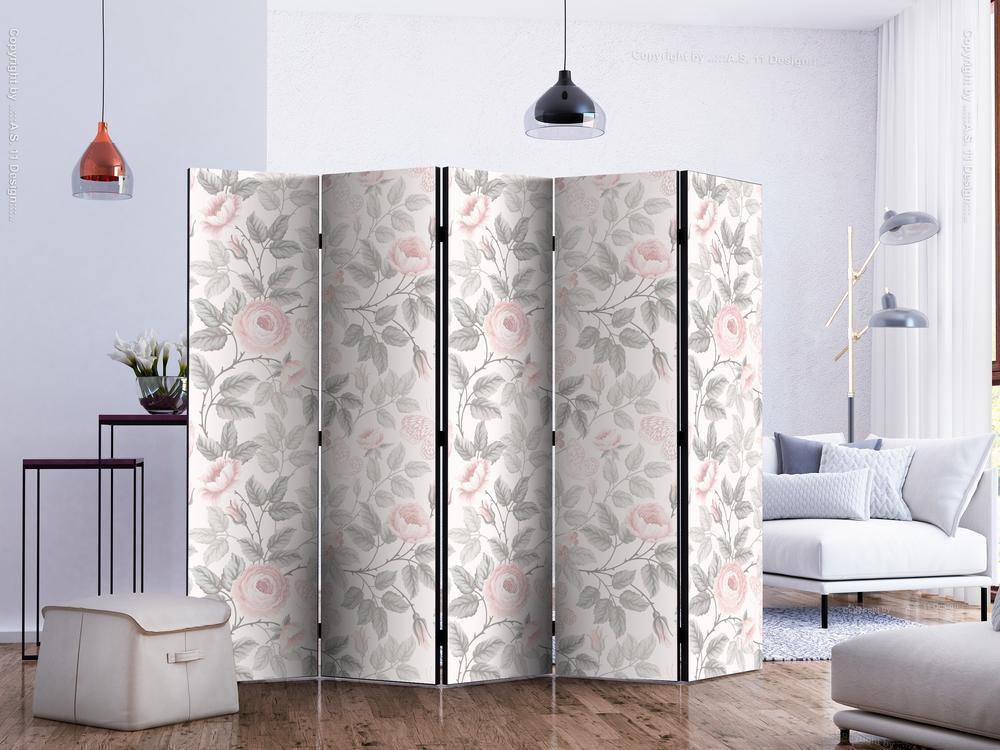 Decorative partition-Room Divider - Watercolor Roses II-Folding Screen Wall Panel by ArtfulPrivacy