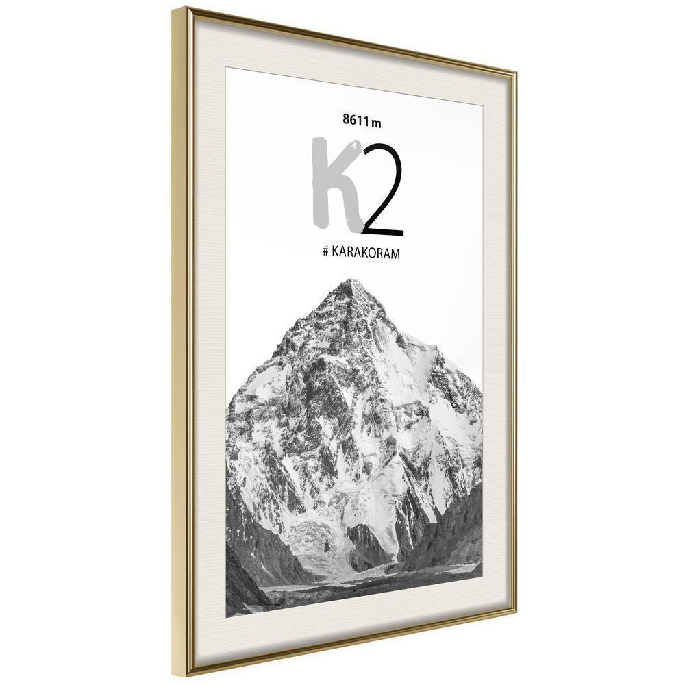 Winter Design Framed Artwork - Peaks of the World: K2-artwork for wall with acrylic glass protection