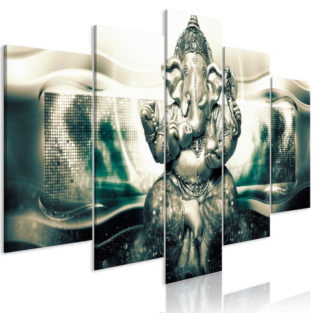 Canvas Print - Buddha Style (5 Parts) Green Wide-ArtfulPrivacy-Wall Art Collection