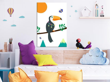 Canvas Print - Toucan And Butterflies (1 Part) Vertical-ArtfulPrivacy-Wall Art Collection