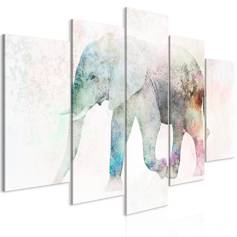 Canvas Print - Painted Elephant (5 Parts) Wide-ArtfulPrivacy-Wall Art Collection