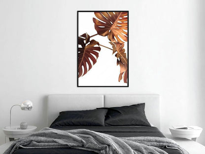 Botanical Wall Art - Copper Monstera-artwork for wall with acrylic glass protection