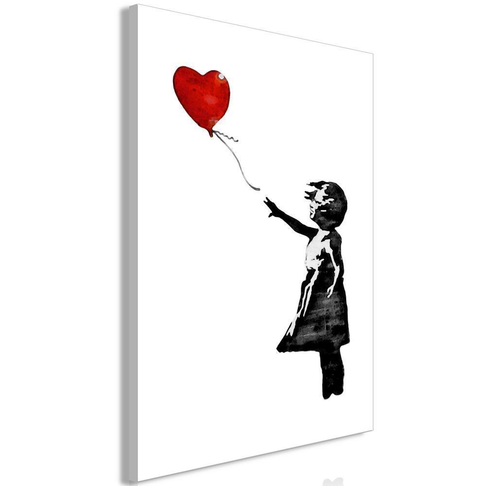 Canvas Print - Banksy: Girl with Balloon (1 Part) Vertical-ArtfulPrivacy-Wall Art Collection