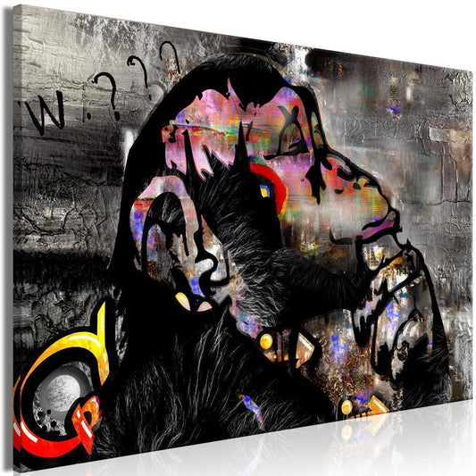 Canvas Print - Pensive Monkey (1 Part) Wide-ArtfulPrivacy-Wall Art Collection