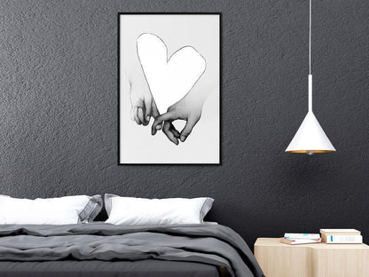 Black and White Framed Poster - Couple In Love-artwork for wall with acrylic glass protection