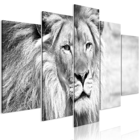 Canvas Print - The King of Beasts (5 Parts) Wide Black and White-ArtfulPrivacy-Wall Art Collection